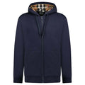 Burberry Hove Check Embroidery Logo Zip Hoodie Navy