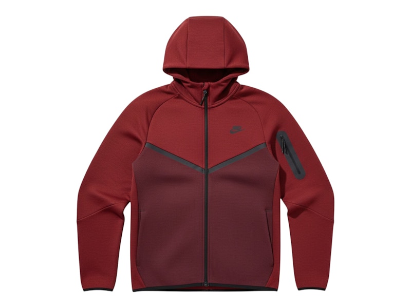 Nike Tech Fleece Windrunner Full Zip Hoodie Dark Team Red/Burgundy Crush-Black