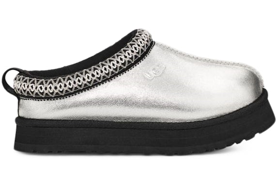 UGG Tazz Leather Slipper Silver Metallic (Kids)