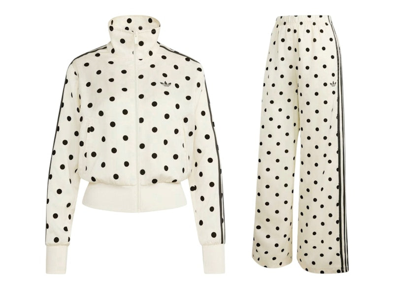 adidas Women's Satin Polka Dots TT Jacket/Pant Set Off White